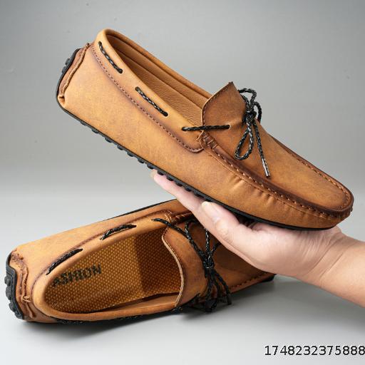 Large size velvet bean shoes one foot push driving men's shoes