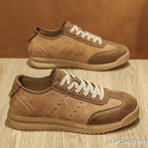 Genuine Leather Breathable Hundred Retro Casual Board Shoes Men's Sports Thick Bottom De Training Shoes