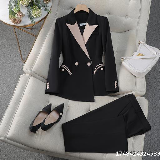 Suit exterior autumn contrasting color professional suit women's suit set