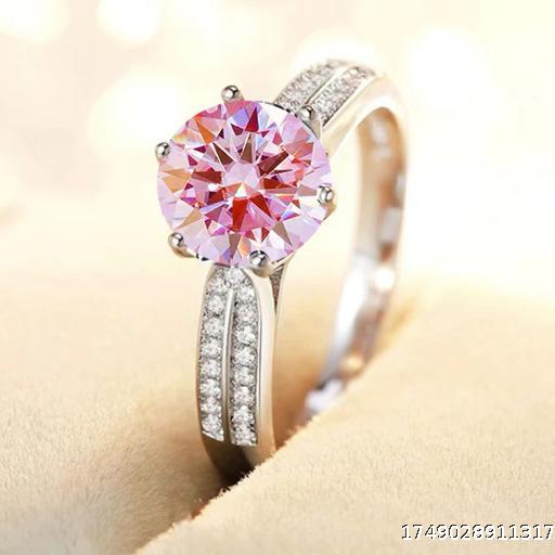 Half of the Country Ring Female Inlaid Eight Heart High Carbon Diamond Ring