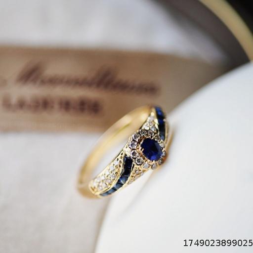 Alloy Simple Women's Micro-paved Sapphire and Zircon Ring