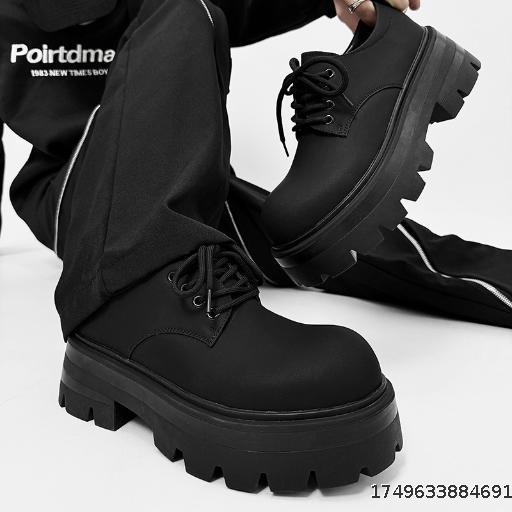 Thick Bottom Hundred Higher 7cm Thick Derby Shoes Niche Men's Shoes