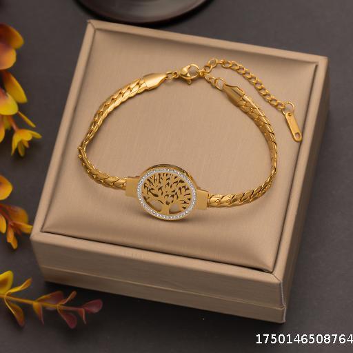 Stainless Steel Fish Scale Bracelet Women Trendy Flower Tree of Life Charm Hand Jewelry