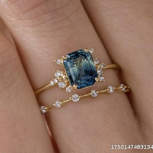 Accessories Hot Selling Couple Couple Pair Ring Deep Blue Zircon Ring Jewelry