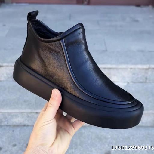 Leather Casual New Style with Velvet Side Zipper