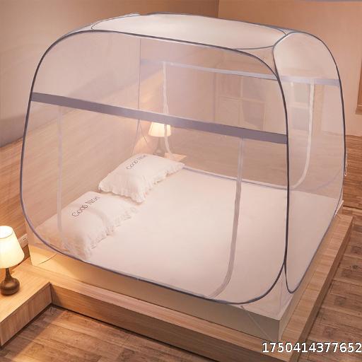 Summer new mosquito net without installation Mongolian yurt tent with zipper bottom integrated steel wire mesh can be folded for home use.