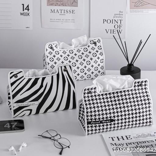 ins style tissue box household leather houndstooth tissue box