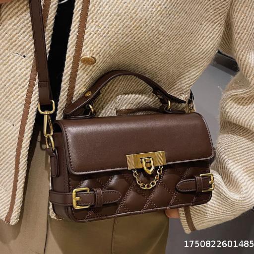 Advanced Texture Small Bag Women's Fashion Retro Versatile Diamond Grid Shoulder Bag Handheld Crossbody Small Square Bag