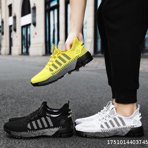 Men's Shoes Sports Shoes Large Size Flyknit Single Shoes Soft soled Comfortable Breathable Mesh Shoes