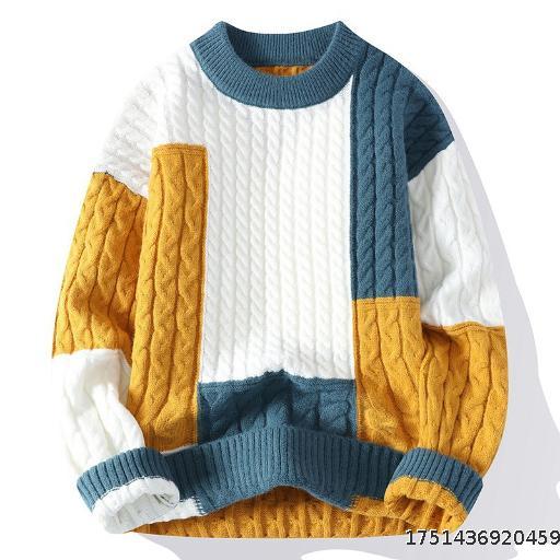 Men's Half High Neck Loose Plush Sweater Knitted Sweater