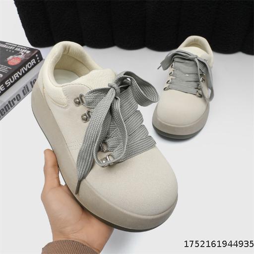 Men's big toe leather shoes thick sole height increasing casual sneakers