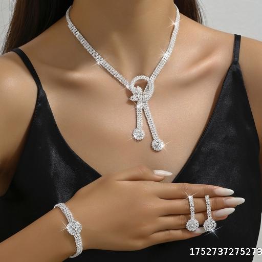 Full Diamond Bow tassel Women's Jewelry Set