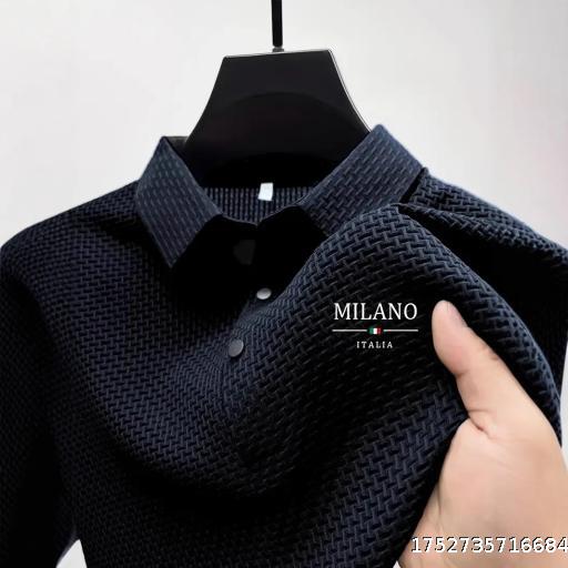 Cross border Milan Fashion Men's Woven Pattern Polo Shirt