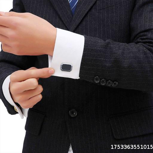 Simple high-end square cufflinks alloy metal sense successful men's suit collar multifunctional accessories