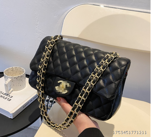 Women's Bag 2024 European and American Fashion Single Shoulder Crossbody Bag High Texture Small Fragrant Wind Diamond Grid Chain Bag