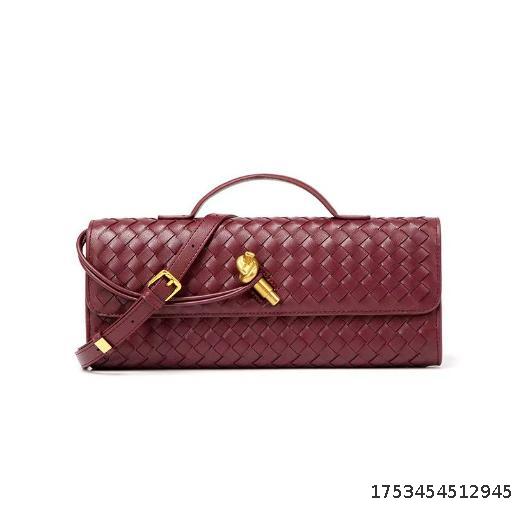 Handmade Soft Leather Stick Bag Horizontal Square Organ Bag Solid Color Handheld Diagonal Cross Women's Bag