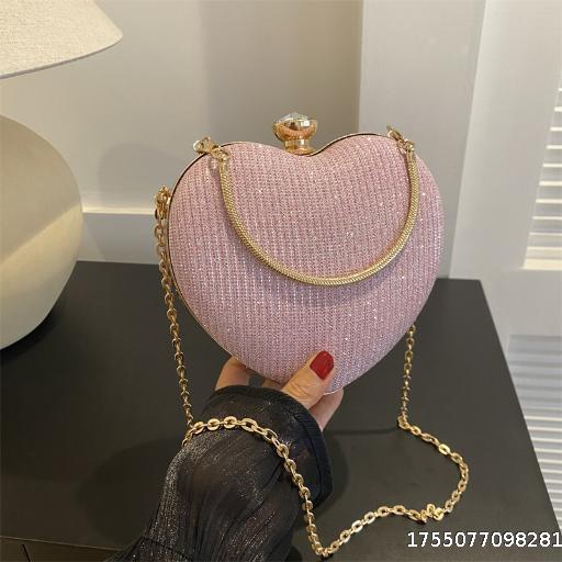 Texture Cute Heart Small Bag Women's Bag Versatile Chain Handbag Shoulder Cross Shoulder