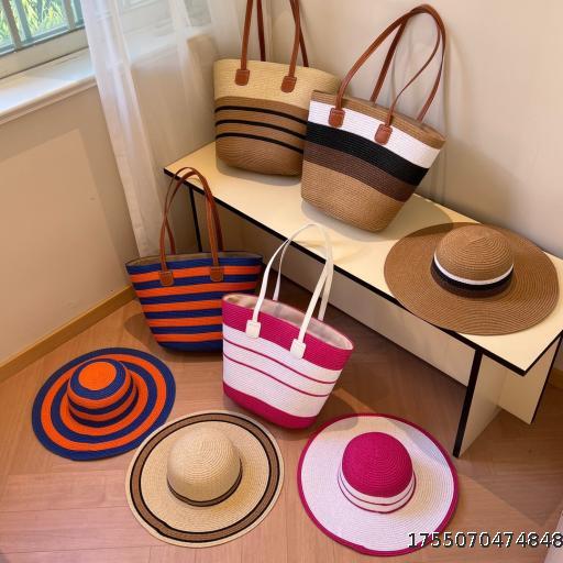 New Grass-woven Tote Bag Travel Beach Tote Fashionable Tote Bag Bucket Tote Single-Strap
