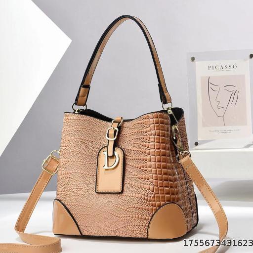 Bright Leather Bucket Bag Taizhou Women's Bag Crocodile Pattern Handbag Shoulder Bag Texture Crossbody Bag