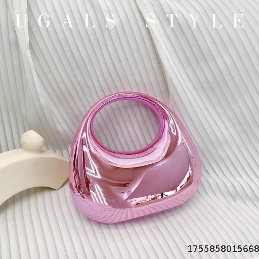  High end Bright Acrylic Fashion Box Bag Banquet Candy Color Goose Egg Cloud Shell Handheld Crossbody Bag for Women