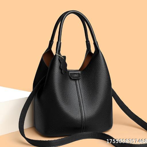 2025 French handbag, high-end feel, genuine leather women's small bag, new versatile tote soft leather, stylish diagonal cross bag