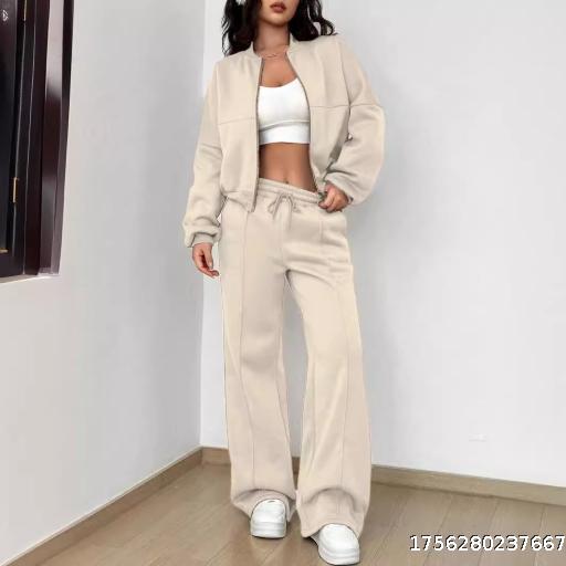 2024 Spring and Autumn hoodie two-piece set, women's clothing, European and American cross-border fashion, casual zipper cardigan, pants