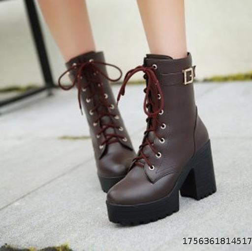Waterproof Platform PU Thick Heel Martin Boots Short Boots