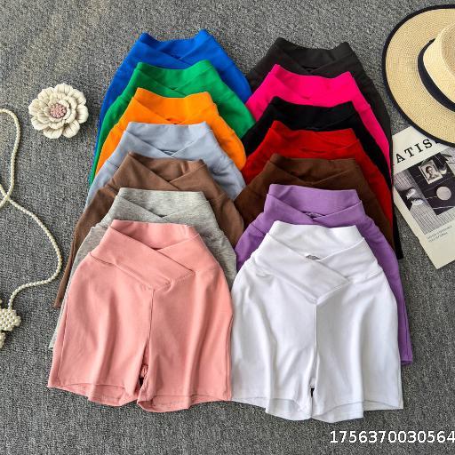  Spicy girl style V-waist slim fit brown high waist shorts for women's spring and summer fashion versatile casual trend slimming and hip hugging pants