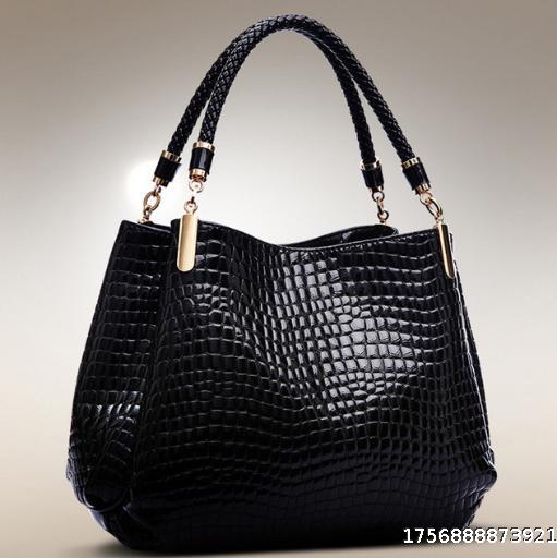 European and American Four Seasons Classic Mature Style Handbag, Women's Crocodile Pattern Stone Pattern Single Shoulder Underarm Bag