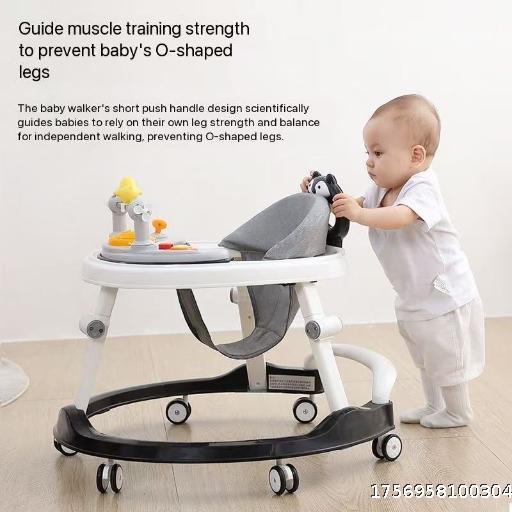  Baby walking cart with anti O-shaped legs, multifunctional anti fall and anti rollover features, suitable for girls and boys to assist with walking and sit on a U-shaped handcart