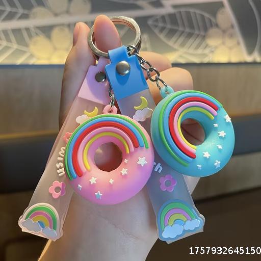Creative Cartoon Donut Keychain Exquisite Small Gift Car Key Backpack Pendant Ground Push Gift Companion Gift