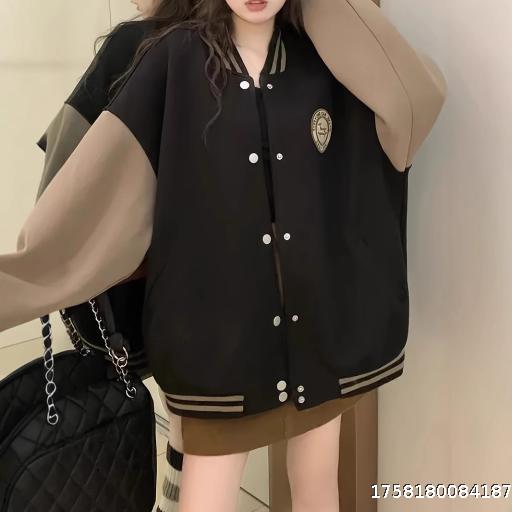 Plush and thickened baseball jacket for women autumn and winter 2023 American retro loose Japanese style jacket for women