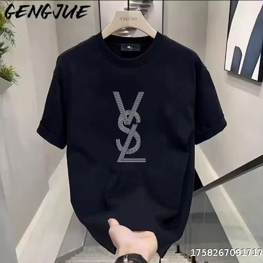  Long staple cotton short sleeved T-shirt, heavyweight high-end fashion trend brand, loose round neck T-shirt