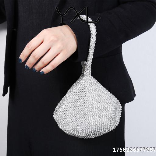  Fashionable Banquet Bag with Diamond Inlaid Handmade Bag, Versatile Evening Dress Bag, Landmine Handbag, Handheld Women's Bag