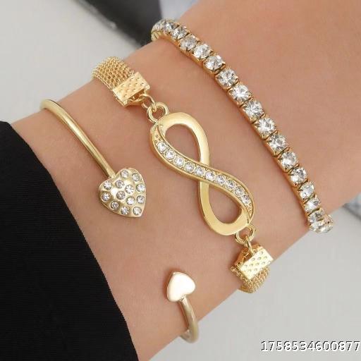 European and American niche infinite 8-shaped bracelet versatile heart opening bracelet inlaid with diamonds