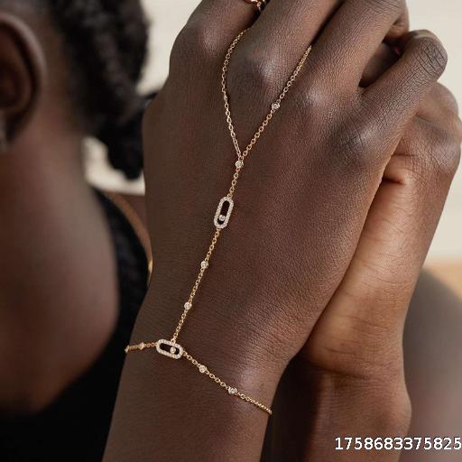 Hollow Geometry Hand Back Chain Ins Style Jewelry Fashion Adjustable Diamond Set Finger Bracelet Bracele