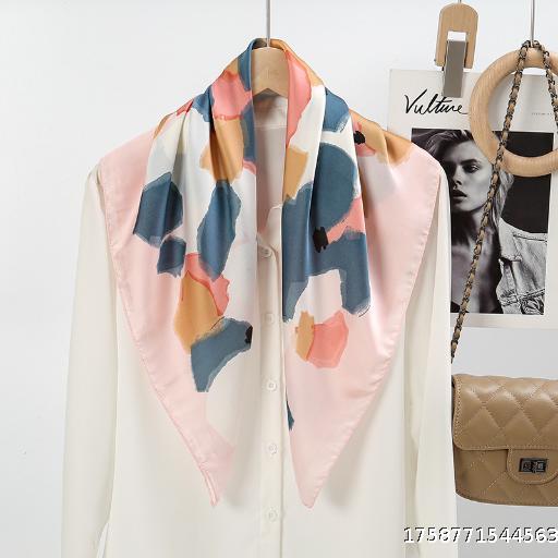 Advanced Sensational Imitation Silk 70 Square Scarf Oil Painting Graffiti Printed Silk Scarf Women's Pop Scarf