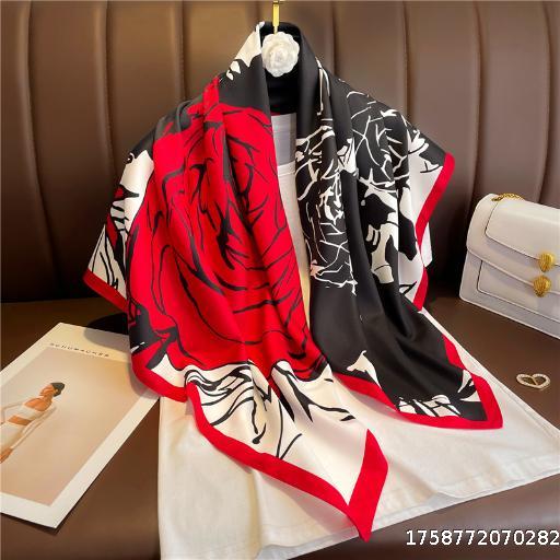 Rose silk scarf for women