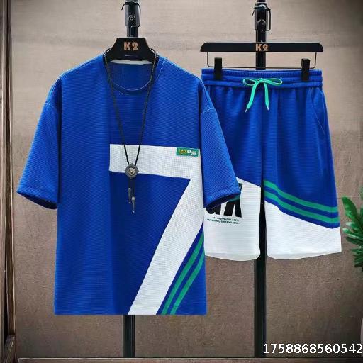  Summer T-shirt Set, Men's Trendy Brand, Casual Sports, Short sleeved Shorts, Two piece Set, Trendy Men