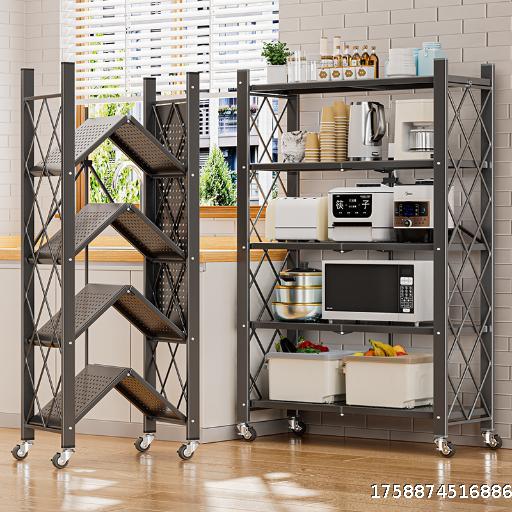 Kitchen free floor standing storage rack, living room study foldable storage rack, movable living room storage rack