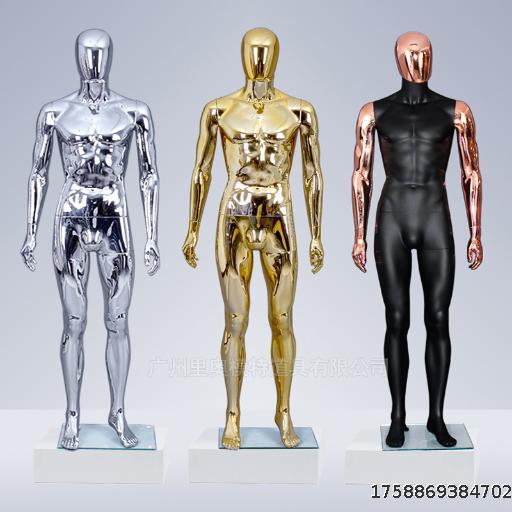 High end quality human model electroplated gold silver rose gold full body men's clothing showcase props