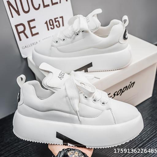 Casual Shoes with Round Toe and Lace-up Thick Sole Board Shoes for Men