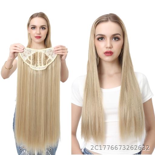 Wig One Piece Natural Long Straight U-shaped Half Head Cover Hair Patch High Temperature Matte Silk Hair Patch