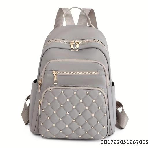Popular diamond grid embroidery thread rivet backpack for women 2025 new style fashionable and simple, versatile for outdoor commuting and leisure