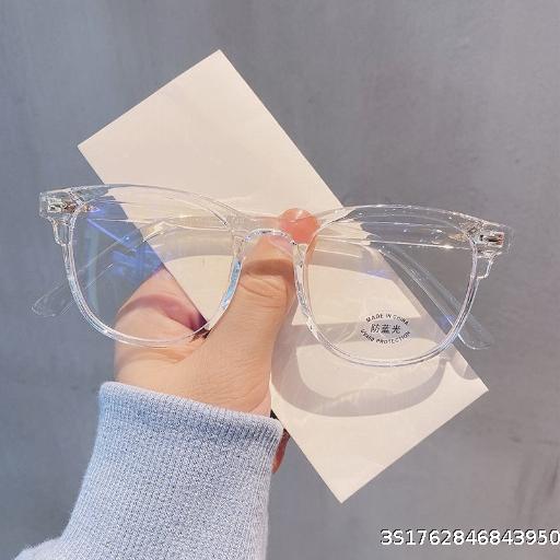  New Transparent Color Anti Blue Light Myopia Glasses, Retro Personalized Large Frame Plain Light Mirror for Men and Women