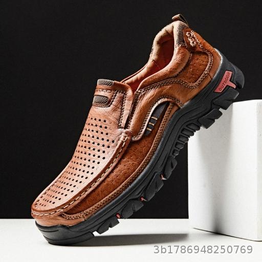 Men's Shoes Large Men's Casual Shoes Soft soled Dad Shoes Summer New Breathable Leather Shoes
