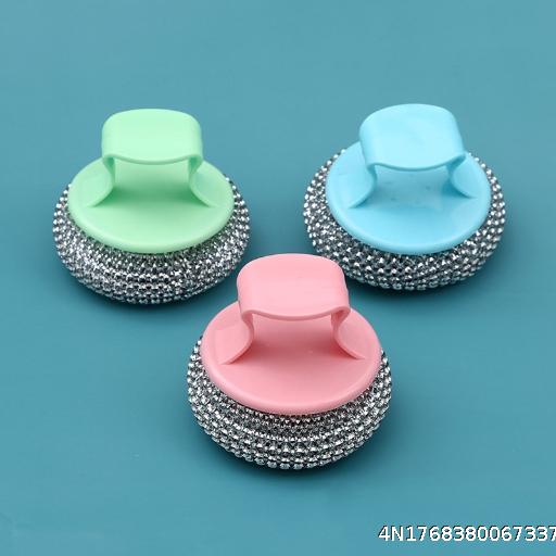 Stainless steel wire ball with handle for household use, large wire brush that cannot be brushed off, cleaning ball, kitchen brush, pot and dishwasher brush