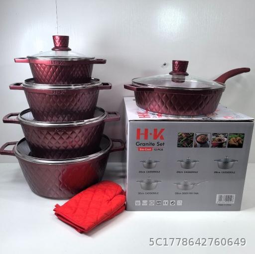 HK Mesh Deep Frying 12 Piece Set 6PCS Pot Set Non stick Soup Pot Mc Rice Stone Die Casting Pot Frying Pot