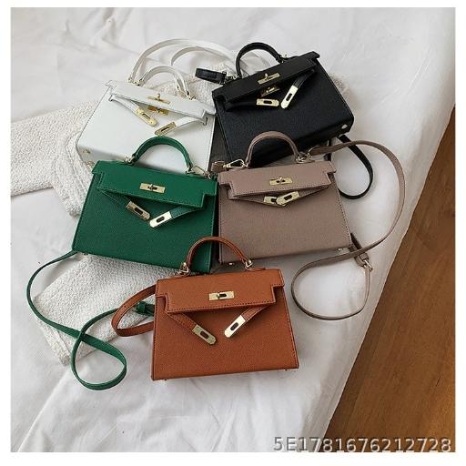 Texture Lock Handheld Small Square Bag for Women 2026 New Versatile Classic Single Shoulder Crossbody Bag PU Fashion Kelly Bag