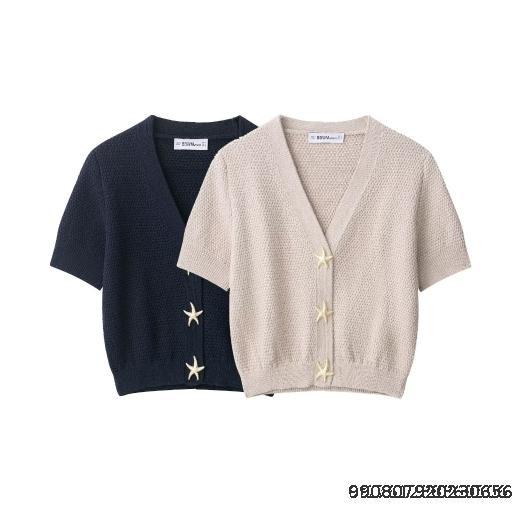 Women's Star Button Structure Knitted Jacket Top